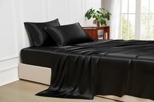 Silk Satin Sheets, Queen Size Satin Bed Sheet Set with Deep Pockets, Cooling