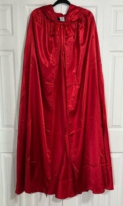Spirit Halloween Adult Red Satin Hooded Cape Costume One Size Fits Most Cosplay