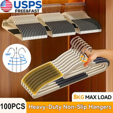 100 Pack Plastic Hangers Non Slip for Clothes Coat Heavy Duty 360  Swivel Hook