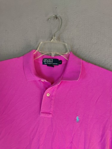 Camisa Polo Ralph Lauren Para Hombres Mediana Rosa Algodón Manga Corta Cuello Sólido Poni - Imagen 4 de 9