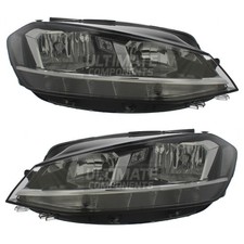 VW Golf Headlights Mk7 Hatchback 2017-2020 Black Inner Headlamps LED DRL 1 Pair