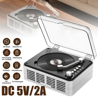 Bluetooth CD Player Weiß Retro mit Fernbedienung HiFi-Sound Lautsprecher USB
