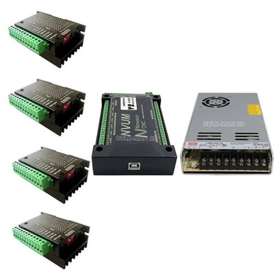 NVUM Mach3 4 Axis CNC USB Novusun Controller Card+Stepper Driver+Power Supply