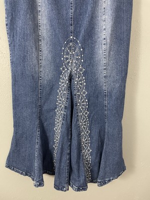 Midnight Velvet Denim Skirt Plus Size 2X Embellished Bling