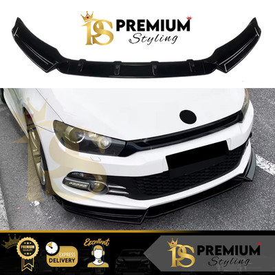 VW Scirocco MK3 R- LINE Front Splitter Lip Wing Kit Gloss Black 2008-2014