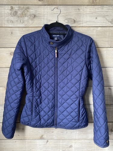 Ralph Lauren Girls Navy Moto Quilted Jacket Spring Fall XL 16 Or XS Womens - Picture 1 of 16