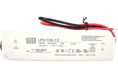 Mean Well LPV-100-12 C.V Single Output Waterproof 102Watts 8.5Amp 12VDC LED D...