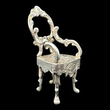 ** EDWARDIAN ** SILVER MINIATURE / DOLLS HOUSE CHAIR 0.800 SILVER