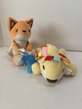 Dr. Brown  s Set Of 2 Plush Pacifier Holders Yellow Lion Orange Fox