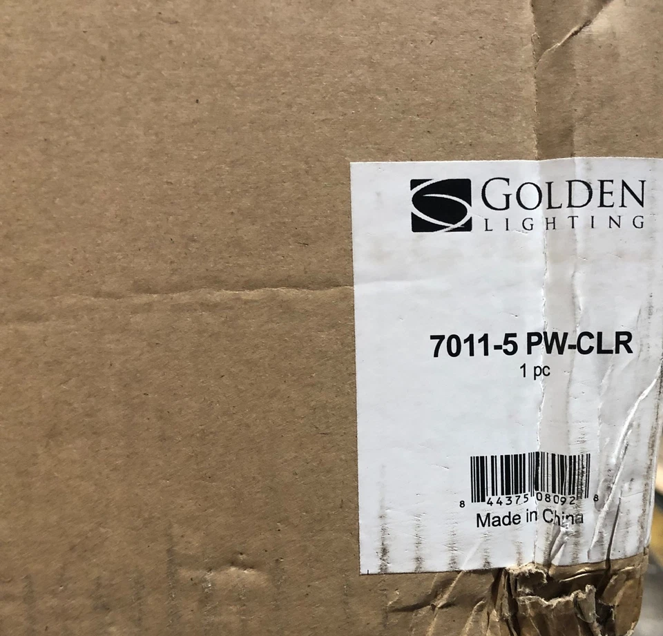 Golden Lighting Winslett 5-Light Pewter Chandelier Clear Ribbed Glass - Image 2 of 3