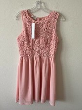 Calvin Klein Women's Pink Lace Dress Size M Lined