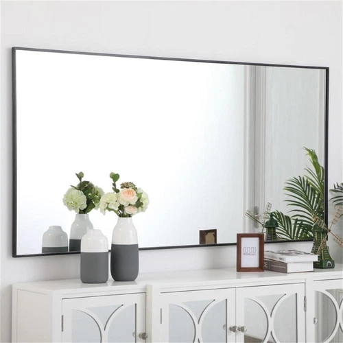 Elegant Decor Eternity 72" x 36" Contemporary Metal Frame Mirror in Black - Picture 9 of 12