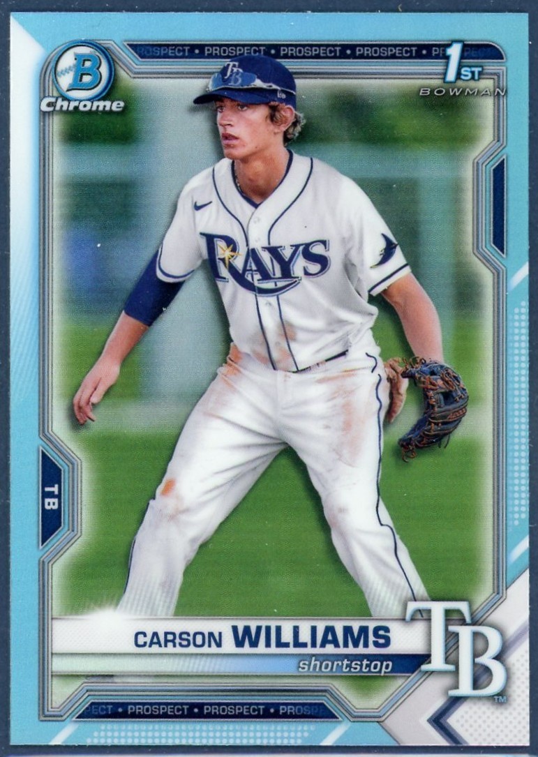 CARSON WILLIAMS 2021 Bowman Chrome Draft #BDC-180 1st Sky Blue Refractor Rays