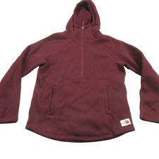 North Face Jacket Womens Medium 1/4 Zip Long Sleeve Outdoor Burgundy Hooded