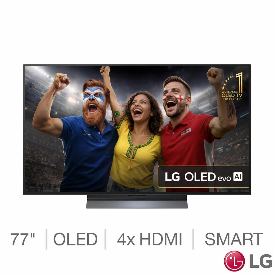 LG OLED77C55LA.AEK 77" OLED 4K Ultra HD Smart TV (SRP £1799) *NO STAND SCREWS* - Image 1 of 3