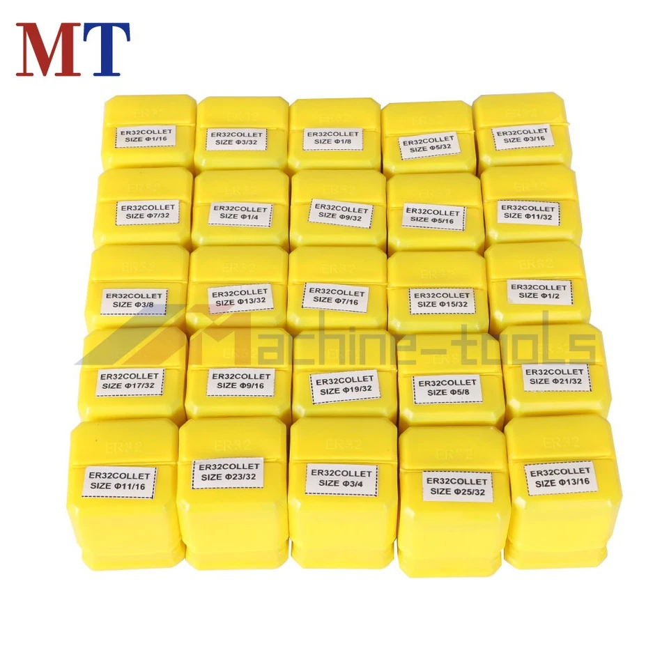 Paquete de 25 Juego de Pinzas 1/16 pulgadas-3/4 pulgadas Soporte Juego de Pinzas de Resorte ER32 Portabrocas Foto 2 de 4