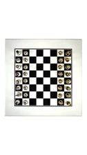 Italfama Arabesque Metal Wood Chess Pieces + White Black Chess Board