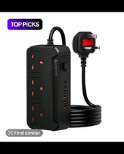 UK Electrical Outlet Extender Socket Multi-Plug Power Extension with Usb Ports