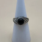 Vintage 925 Sterling Silver Black Onyx Dome Ring / Size 6.5