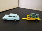 MATCHBOX LESNEY FORD ANGLIA AND HONDA MOTORCYCLE WITH TRAILER