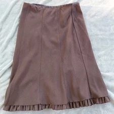Vintage Field Manor Pencil Skirt Womens 8 Brown Wool Classic Ruffle Hem Preppy