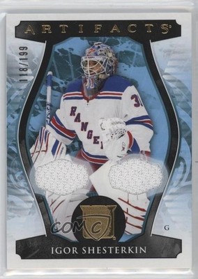 2023 Upper Deck Artifacts Goalies Gold Material 118/199 Igor Shesterkin #148 k4s