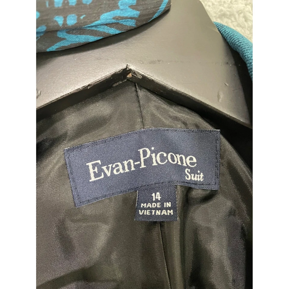 Evan Picone Teal Wool Blend Blazer Jacket Women's 14 Button Front Lined Career - Image 2 of 4