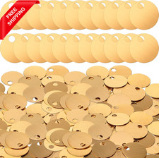 50 Pieces Brass Tags for Stamping 1 Inch round Gold Blank Brass Tags with Hole f