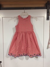 Girls Red Gingham Scalloped Dress- VINTAGE