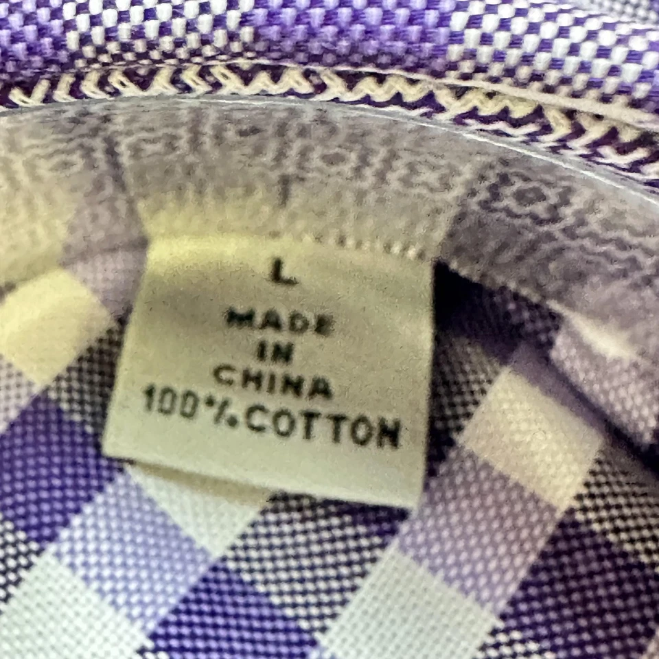 Camisa masculina Jack Stone por Thomas Dean grande roxa vestido Gingham botão para baixo - Imagem 3 de 4