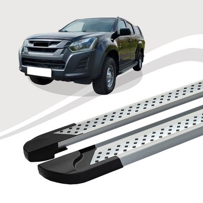 Trittbretter passend für Isuzu D-MAX ab Baujahr 06/2012-2019 VISO Silber mIt ABE