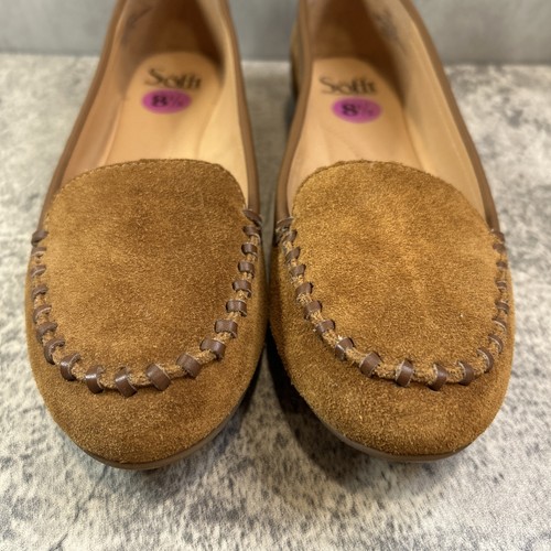 Zapatos mocasines sin cordones de gamuza marrón suave para mujer talla 8,5 M punta redonda - Imagen 6 de 10