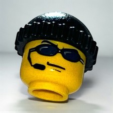 LEGO Minifig Head Sunglasses Face with Black Beanie and Headset Lot