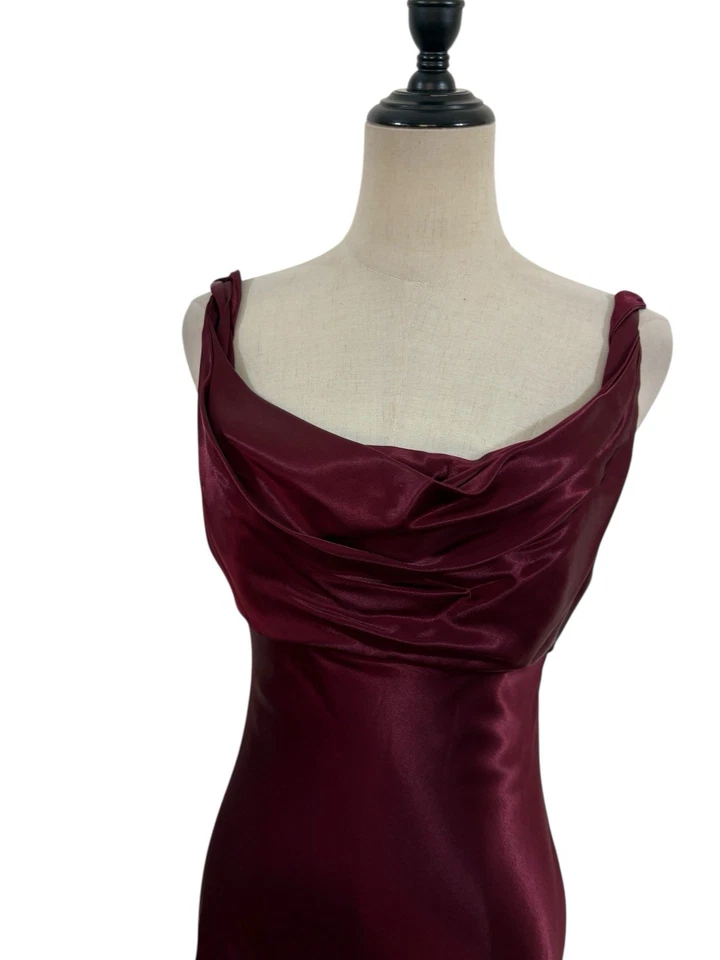 Vestido De Colección Años 90 Miguel Ángel Borgoña Satinado Talla 6 Cachicho Glamour Femenino Foto 3 de 4