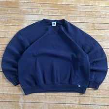 VTG 90s Russell Athletic Crewneck Sweatshirt Blank XL Navy Blue Faded y2k Baggy