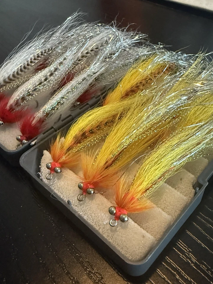 1 dúzia de moscas vermelhas/brancas laranja/amarelas FLASHTAIL WHISTLER novas 1/0 3/0 - Imagem 3 de 4