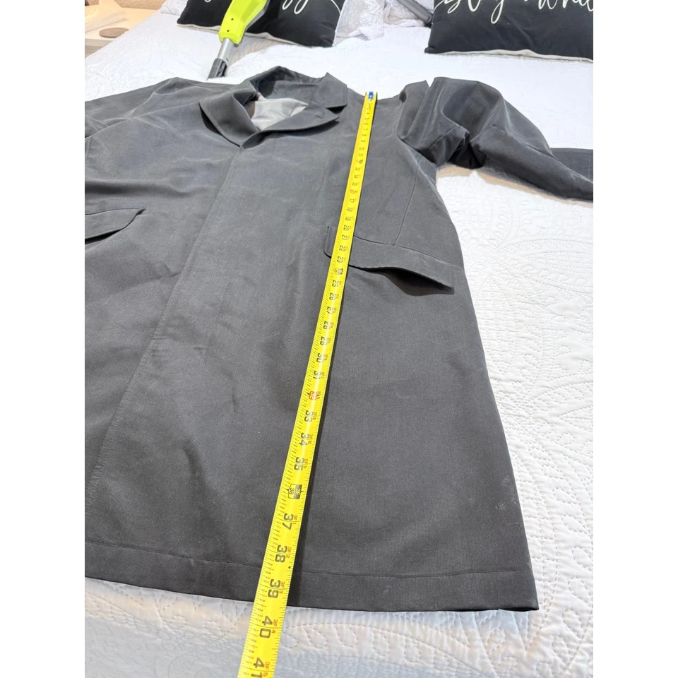 SANYO Hombres Gris Abrigo Trench Vestido Abrigo Minimalista Hecho en Tailandia 40 R Foto 4 de 4