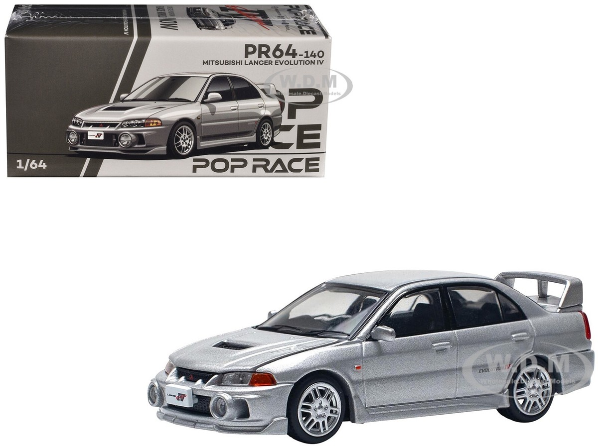 MITSUBISHI LANCER EVO IV RHD STEEL SILVER 1/64 DIECAST CAR BY POP
