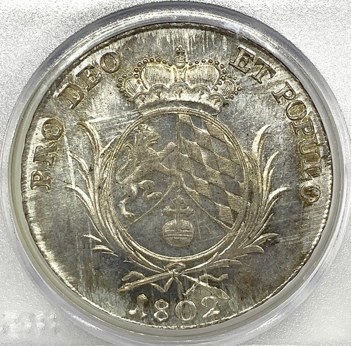 German State Bavaria 1802 Taler Coin Thaler PCGS MS 65 STG/stg RARE UNC TOP POP - Picture 2 of 3