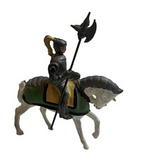 Vintage Lead Medieval Horse Knight Figure Movable Articulating Arm Axe ENGLAND