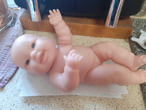 BERENGUER CUTE CHUBBY BABY DOLL - OPEN SET EYES, ALL VINYL DOLL, 13" TALL