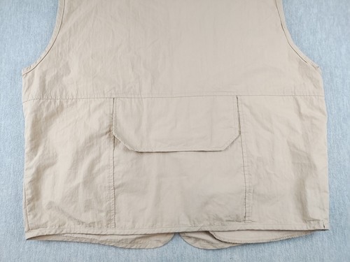 Mens Fishing Vest Large Outrigger Beige Outdoor Cotton Nylon Blend Pockets Zip - Picture 15 of 19