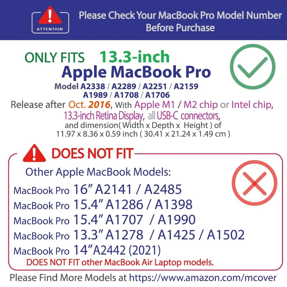 mCover® CASE for 13.3" A2338 M1 M2 A2289 A1706 MacBook Pro Touch Bar USB-C ports - Image 4 of 4