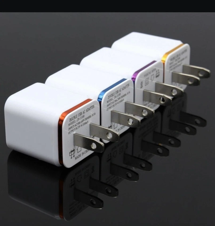 Lote Adaptador Enchufe Carga Cargador Doble Pared Para Samsung y Universal Foto 3 de 4