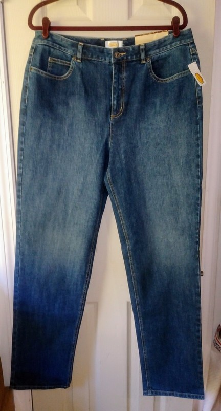 TALBOTS NWT STRAIGHT LEG JEANS SIZE 14 LONG MEDIUM INDIGO