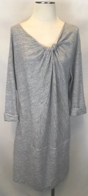 Violeta by Mango XXL Heather Gray Twist Lux V Neck W Dress W 3/4 Sleeves