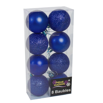 Davies Products Weihnachtsbaumkugeln Set 8er 50mm Glitzer Midnight Blue
