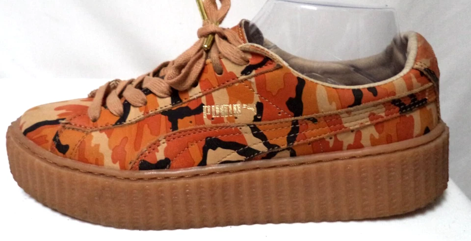 Zapatillas Puma X Fenty Rihanna Creeper Cuero Camufladas Naranja Tostado Plataforma Talla 9 Foto 2 de 4