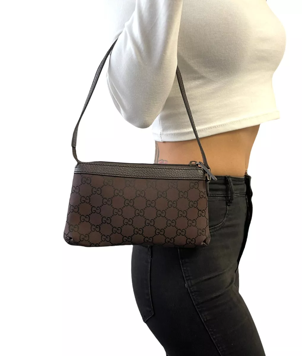 GG Retro Small Leather Shoulder Bag in Brown - Gucci