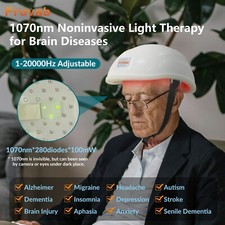 1070nm/280Diodes Red Light Therapy for parkinson's Helmet for Parkinson,Stroke